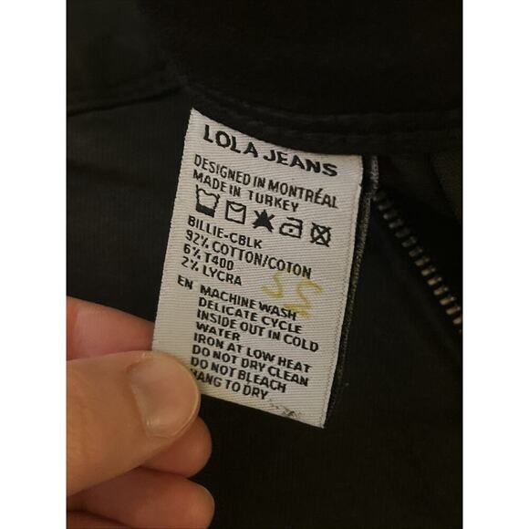 Lola Jeans Womens 28 Billie High Rise Bootcut Black Dark Wash Wax Coated A113 - Picture 8 of 8